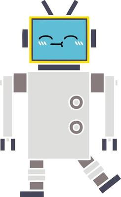 flat color retro cartoon robot