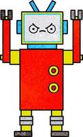 robot de dibujos animados de textura grunge retro vector