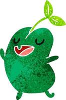 retro cartoon kawaii cute sprouting bean vector