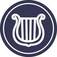 musical instrument harp circular icon vector