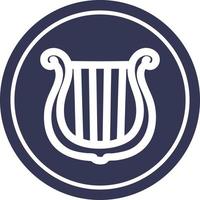 musical instrument harp circular icon vector