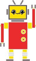 flat color retro cartoon robot vector