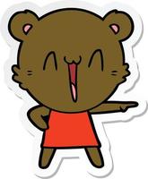 sticker of a happy bear cartoon vector