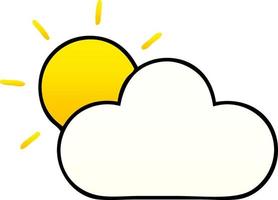 gradient shaded cartoon sunshine and cloud vector