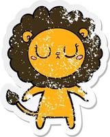 distressed sticker of a cartoon lion vector