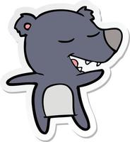 sticker of a cartoon bear vector