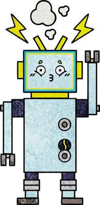 retro grunge texture cartoon robot