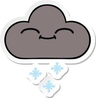 sticker of a cute cartoon happy snow cloud vector