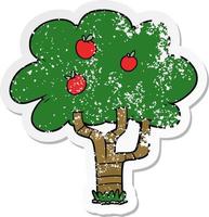 distressed sticker of a cartoon apple tree vector