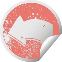 quirky distressed circular peeling sticker symbol arrow vector