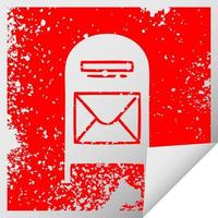 distressed square peeling sticker symbol mail box vector