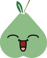 flat color retro cartoon green pear vector