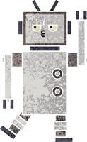 retro illustration style cartoon robot vector