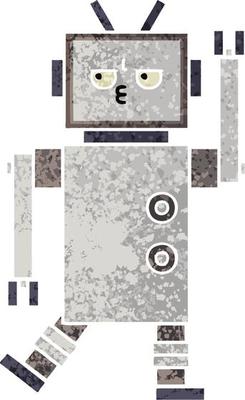 retro illustration style cartoon robot