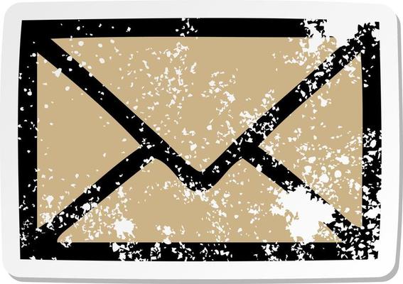 distressed sticker of a cute cartoon paper envelope