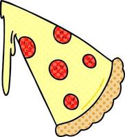 quirky comic book style cartoon slice of pizza vector