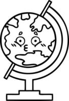 line drawing cartoon globe of the world vector