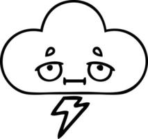 line drawing cartoon thunder cloud vector