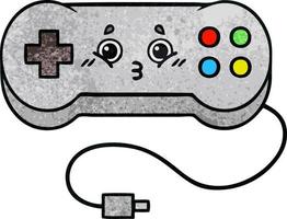 retro grunge texture cartoon game controller vector