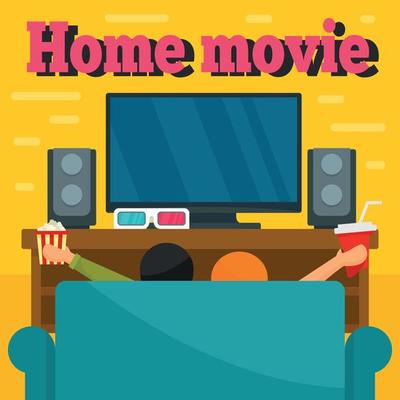 Home movie concept background, flat style