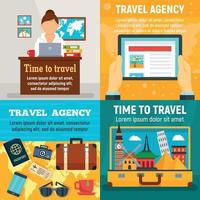 Agency travel banner set, flat style vector