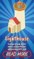 Lighthouse concept banner, comics isometric style vector