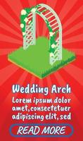 banner de concepto de arco de boda, estilo isométrico de cómics vector