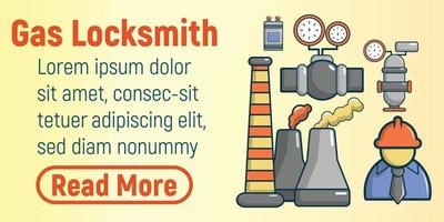 Gas locksmith concept banner, cartoon style vector