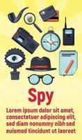 Spy concept banner, cartoon style vector