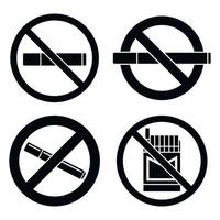 conjunto de iconos de pub para no fumadores, estilo simple vector