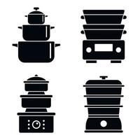 Steamer icon set, simple style vector