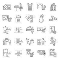 Intelligent building icon set, outline style vector