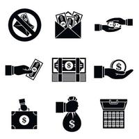 Bribery corrupt icon set, simple style vector