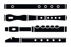 conjunto de iconos de instrumentos de flauta, estilo simple vector