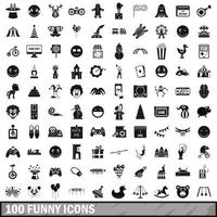 100 iconos divertidos, estilo simple vector