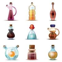 Vinegar icon set, cartoon style vector