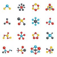 Molecular structure chemical icons set vector isolated