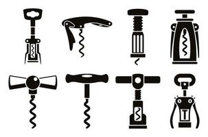 Corkscrew opener icon set, simple style vector