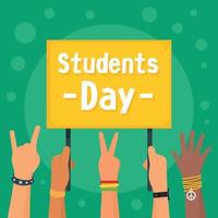 Students day concept background, flat style vector