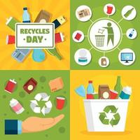 Recycles day banner set, flat style vector