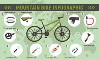 infografía de bicicleta de montaña, estilo plano vector