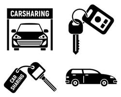 People car sharing icons set, simple style vector