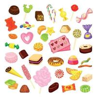 Candy icon set, cartoon style vector