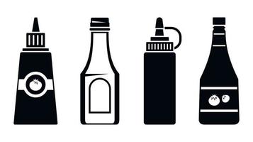 conjunto de iconos de botella de ketchup, estilo simple vector