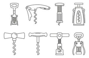 Home corkscrew icon set, outline style vector