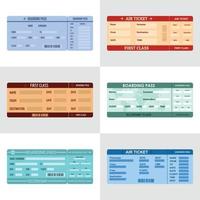 Ticket airline banner horizontal set, flat style vector