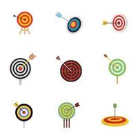 Target with arrow icons set, flat style vector