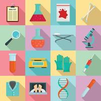 Forensic laboratory icons set, flat style vector