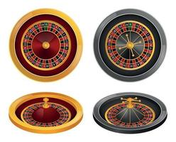 Roulette wheel spin mockup set, realistic style vector