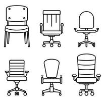 Modern desk chair icons set, outline style vector